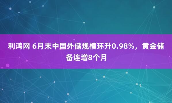 利鸿网 6月末中国外储规模环升0.98%，黄金储备连增8个月