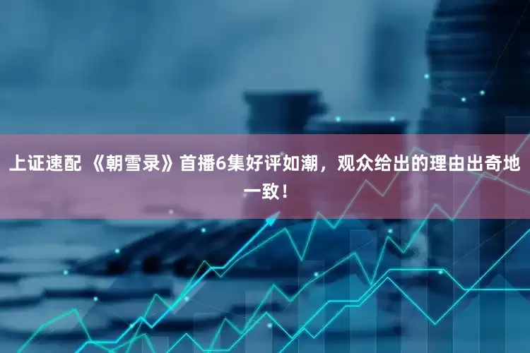 上证速配 《朝雪录》首播6集好评如潮，观众给出的理由出奇地一致！